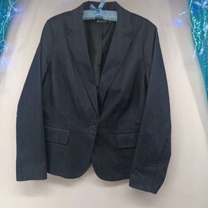7th Avenue Ny & Co. Design Studio Stretchy Denim Type Blazer SZ 12 Fully Lined